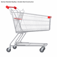 Chariot de courses robuste en acier de style allemand, 60L-240L, vente en gros directe d'usine pour supermarchés et magasins d'alimentation