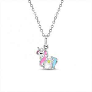 Collier Pendentif Licorne Arc-en-ciel en Acier Inoxydable pour Enfants, Bijoux Fantaisie Mignons pour Filles - Product Image 1