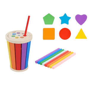 Juego Educativo Montessori 3 en 1 de Madera para Clasificar Colores y Cuentas, Juguetes Cognitivos para el Desarrollo Sensorial de Niños Pequeños, Ecológico - Product Image 1
