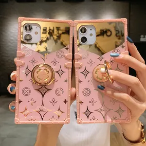 Luxury Cute Clover Pink Phone Case For Huawei P20 P30 P40 lite Honor 8X 9X Pro Mate 20 Y9 2019 Mirror Cover With Bracket