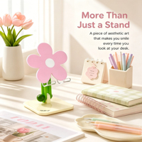 Support de bureau universel pliable et rotatif à 180° en acrylique antidérapant, hauteur réglable, motif floral, personnalisable OEM pour l'apprentissage et le bureau