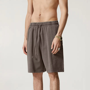 Shorts décontractés d'été pour hommes avec logo personnalisé, en coton pur, bleu délavé américain, style pantalon de survêtement, longueur cinq-quarts, 100% coton, taille mi-haute, couleur unie - Product Image 3