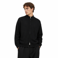 Pull en laine 100% respirant de haute qualité pour homme, style luxueux, design personnalisé, col roulé tricoté, fermeture éclair sur le devant