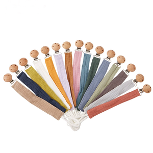 Attache-sucette en mousseline à carreaux pour garçons et filles, chaîne de sucette en tissu doux avec boucle élastique, clips classiques pour sucettes de bébé - Product Image 2