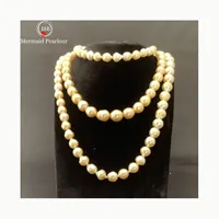 Wholesale high luster stylish real pearls necklace gold jewelry
