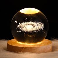 Lampe de table LED 3D en forme de globe terrestre avec boule de cristal et lumière de lune, USB, décoration d'intérieur, cadeau