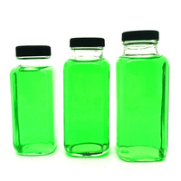 2 Oz 6 Oz 8 Oz 10 Oz 12 Oz 16 Oz Botol Kaca Minuman Persegi Perancis Bening Botol Jus Tekan Dingin dengan Tutup Sekrup Kedap Udara