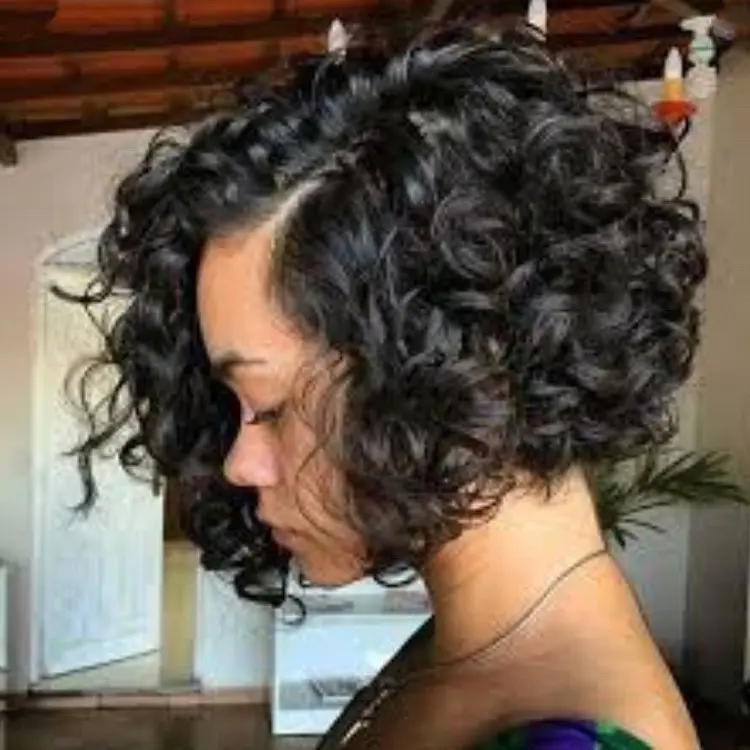 European and American wig female wig black medium and short curly hair chemical fiber headgear