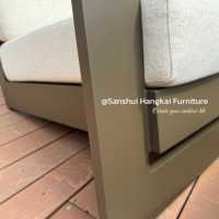 Fauteuil de jardin en aluminium imperméable Hangkai avec repose-pieds, fauteuil de patio en métal, ensemble de canapé de jardin à assise profonde