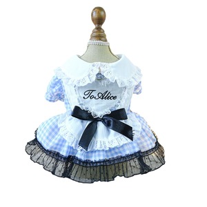 Nueva Ropa de Primavera/Verano para Perros Pequeños y Medianos: Vestido con Cuello Peter Pan a Cuadros Azules y Blancos, Princesa de Cuento de Hadas - Product Image 5