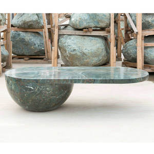 Tavolino da Giardino Ovale con Base Semisferica in <span class=keywords><strong>Marmo</strong></span> Verde Design per Esterni - Product Image 1