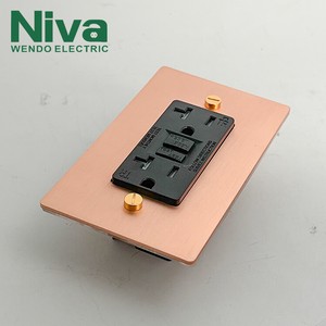 Niva sakelar sakelar dan soket standar Amerika, sakelar lampu dinding listrik Panel kuningan logam multifungsi AS - Product Image 4