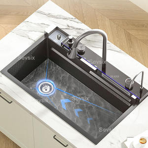 Technologie en nid d'abeille à affichage numérique intégré, <span class=keywords><strong>évier</strong></span> de cuisine en acier inoxydable pour <span class=keywords><strong>cascade</strong></span> de pluie de ferme avec lave-gobelet - Product Image 2