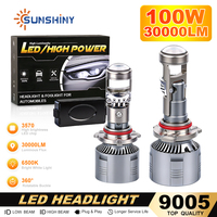 Ampoules de phare LED Sunshiny A100 100W 3570 CSP à coupure de ligne bleue parfaite, mini projecteur, pièces automobiles de rechange OEM 9005 H4 H7