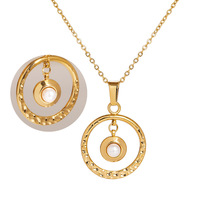 Collier minimaliste en acier inoxydable plaqué or 18 carats avec pendentif rond creux et breloque perle, chaîne à maillons, bijoux pour femmes