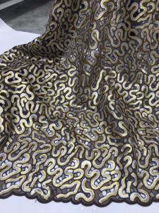 Tissu Organza Traditionnel Africain en Gros, Tissu ASO EBI pour Mariage et Fête, Tissu à Paillettes Coupées à la Main - Product Image 5