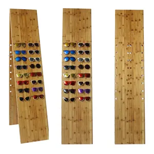 Customized 1.6M Bamboo Wooden Floor Display Shelf 16 Pcs Sunglasses Display Wooden Optical Sunglasses