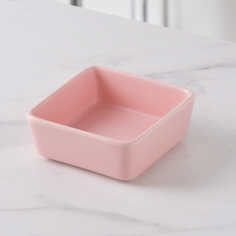 Small square plate, pink