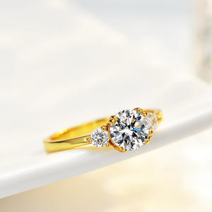 硅石戒指钻石女戒指一克拉三石纯银戒指珠宝女性订婚钻石承诺 - Product Image 3