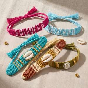 Bracelet d'amitié tressé fait main Resoul, style bohème, avec coquillages de cauris et broderie, en macramé, cadeau pour femme - Product Image 1