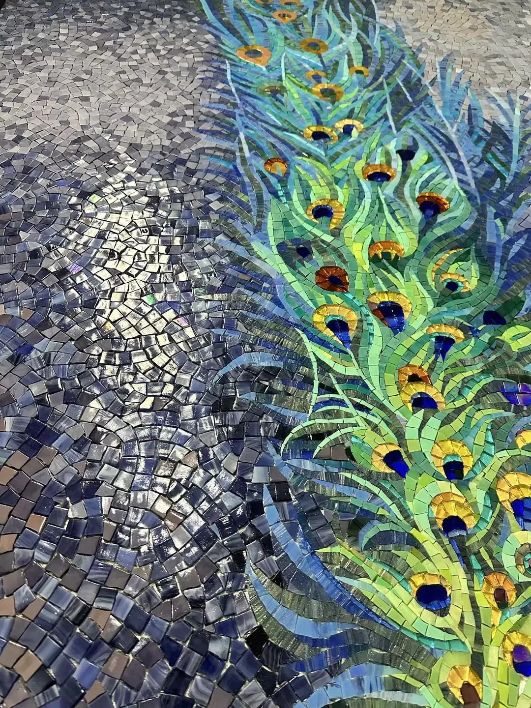 120x240cm 48x96 "Pavo Real mural medallón vidrio piscina mosaico pulido azulejos cuadrados para pared o piscina