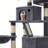 Arbre à chat de luxe robuste avec griffoir, jouet en bois de sisal en forme de souris, structure de saut, mobilier pour chat, emballage carton