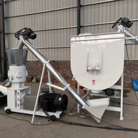 Ligne de production de granulés d'aliments pour volailles 500 kg/h, moteur électrique/diesel, machine de fabrication d'aliments pour bétail en fonte pour ferme avicole sur mesure