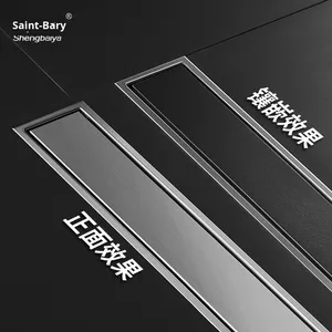 Custom Cross-Border 304 Stainless Steel Rectangular Floor Drain Gold Hidden Extended Modern Design Bathroom - Product Image 2