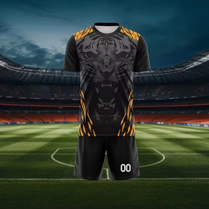 ชุดเสื้อแขนสั้นและกางเกงขาสั้นแบบกำหนดเองได้ ชุดเสื้อฟุตบอล โรงงานผลิตเสื้อผ้า รับสั่งทำได้ f10 - Product Image 1