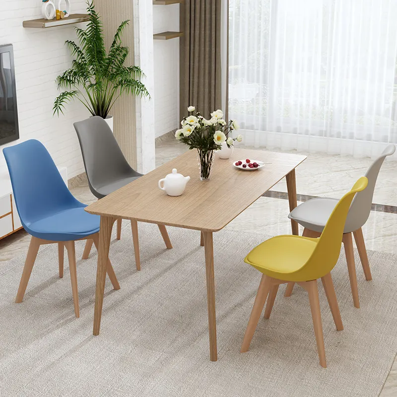 Бесплатный образец современной домашней мебели, дизайнерские пластиковые новые деревянные стулья в деревянном стиле, деревянные ножки тюльпана, оптовая продажа, дешевые стулья для столовой