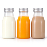 Bouteilles de lait en plastique transparent de 330 ml (11 oz), qualité alimentaire, jetables, pour yaourt et boissons, anti-fuite, avec bouchon inviolable