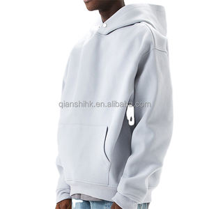 French Terry Logo personnalisé 100% coton Boxy sweat à capuche court vierge surdimensionné uni Essentials Designer unisexe pulls à capuche - Product Image 5