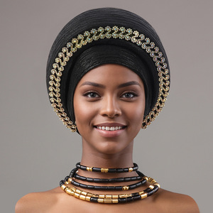 Zifeng OEM nouveau chapeau bandeau multi-couches musulman africain et <span class=keywords><strong>sud</strong></span>-américain plaqué or Hijab - Product Image 5