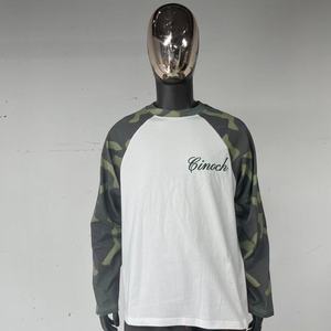 TS3473 <span class=keywords><strong>T</strong></span>-shirts à manches longues pour hommes, personnalisés, en tissu épais, camouflage, surdimensionnés, brodés - Product Image 2