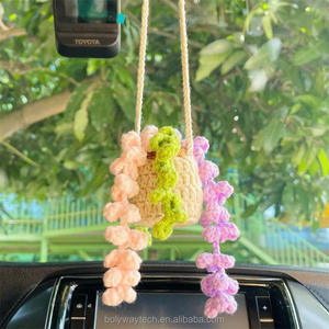 Décoration florale miniature <span class=keywords><strong>de</strong></span> haute qualité pour voiture, suspendue, crochet automobile, crochetage au crochet, <span class=keywords><strong>pot</strong></span> <span class=keywords><strong>de</strong></span> fraises, plante pour pendentif <span class=keywords><strong>de</strong></span> voiture - Product Image 2