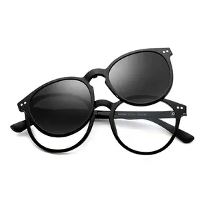 Unisex Anti Blue Light Top Quality TR90 Optical glasses Clip On Glasses Set Polarized Lens Myopia Optical Frames Double Use