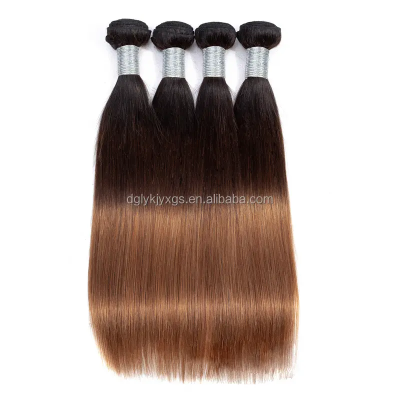 HW01-43 Wholesale Cuticle Aligned Hair Hair Extension Gradient Tricolor Virgin Human Hair Weave Grade Silky Straight 10A 1 Piece