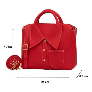 Bolso bandolera de cuero de microfibra rojo con decoración de piel y cadena, bolso de hombro de gran capacidad para mujer para uso diario en todas las estaciones - Product Image 3
