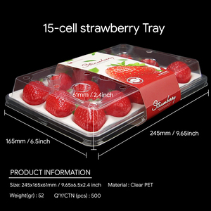 Boîte d'emballage pour fraises 11/15/20 pièces, boîte en plastique blister rectangulaire pour l'emballage des fruits, plateau alimentaire pour fraises - Product Image 4