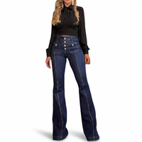 En stock – Nouveauté Printemps 2026 – Jean évasé taille haute boutonné pour femme, style européen et américain, coupe ajustée, pantalon long élégant