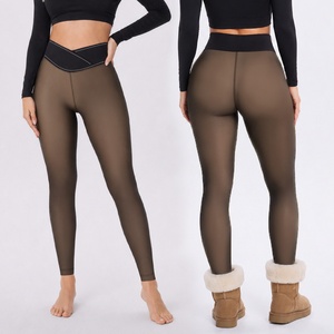ZOYIAME Leggings Invernali da Donna con Logo Personalizzato, <span class=keywords><strong>Felpati</strong></span>, Spessi, a Vita Incrociata, Senza Cuciture, a Metà Polpaccio, Vintage, <span class=keywords><strong>Taglie</strong></span> <span class=keywords><strong>Forti</strong></span>, con Controllo Pancia - Product Image 4