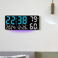 Nouvelle Horloge Électronique Numérique LED USB Multifonctionnelle Simple à Suspendre pour Bureau, avec Affichage de la Température et de l'Humidité, Grandes Chiffres et Veilleuse