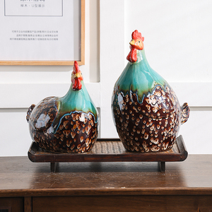 Ornements de <span class=keywords><strong>poule</strong></span> en céramique décoration moderne maison artisanat créatif coq du zodiaque année ornement de table - Product Image 5