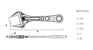Fujiya Clé à molette professionnelle à ouverture à large mâchoire Capacité 38mm Combinaison polyvalente Fonction à cliquet Trou de cordon de sécurité - Product Image 4