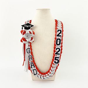 Cinta <span class=keywords><strong>de</strong></span> graduación 3 colores 2025 Tema <span class=keywords><strong>de</strong></span> graduación cinta hawaiana decorativa Leis cinta graduación Lei - Product Image 6