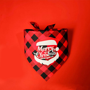 Christmas Pet Triangular <b>Scarf</b> Checkered Pattern Customizable Dog Cat Accessory Winter Holiday Wear - Product Image 1
