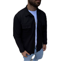Chemise-veste en coton à carreaux pour homme avec logo personnalisé, manches longues, boutonnée, avec poches, idéale pour l'automne et les superpositions