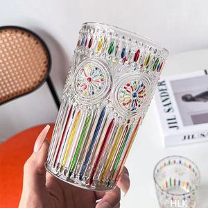 Drinkware vẽ tay cầu vồng hướng dương dập nổi cho nước Sữa nước bia ly cà phê sữa đầy màu sắc tiệc cưới cốc thủy tinh - Product Image 3