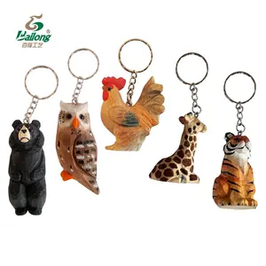 Porte-clés souvenir d'animaux avec sculpture en bois, fait à la main, cadeau personnalisé et souvenir