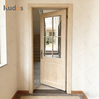 Porte française en verre de luxe avec cadre en bois massif sculpté, style européen classique, imperméable et résistant à l'humidité